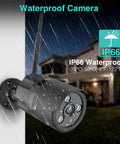 Top Notch 1080P Wifi Outdoor Security Camera with Full HD night vision, waterproof design under rain, mounted on house