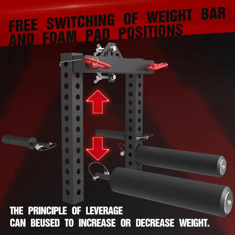 Versatile Lateral Raise Attachment for Plate Loaded Machines with adjustable weight bar positions and foam pads
