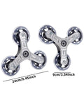 2X Triangle Caster Wheels For Folding Shopping Carts And Dollies, easy to install, stainless steel, 24cm and 9cm sizes shown