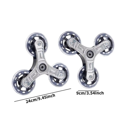 2X Triangle Caster Wheels For Folding Shopping Carts And Dollies, easy to install, stainless steel, 24cm and 9cm sizes shown