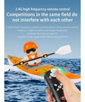 Paddling RC Kayak For Pools, Lakes, And Baths With LED Lights 2.4G RC Racing Boat Anti Capsize Design shown in action