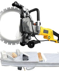 Heavy Duty Beast Mode Brushless Electric Concrete Saw Wall Chaser Ring Cutter With Diamond Blade and Water Fed Dust Suppression, close-up view.