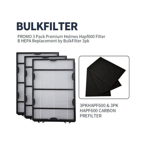 3 Pack Air Filter Replacement And Carbon Filter Set For HAPF600 Series Air Cleaners HAP615 HAP625 HAP650 HAPF600D U2