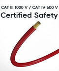 Silicone Multimeter Test Lead Kit With 40 Inch Leads And Back Probe Probes showing certified safety rating CAT III 1000V