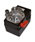 Four Port Air Compressor Pressure Switch 120 To 150 PSI Auto Metal Housing With Adjustable Differential 25 To 33 PSI, 26 Amp