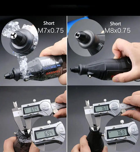 Keyless Three Jaw Chuck Rotary Tool Quick Change Adapter Kit for Rotary Tools measuring with calipers