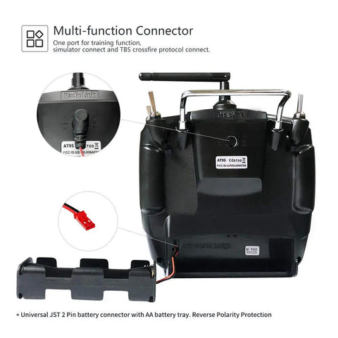 Back view of Ten And Twelve Channel Radio Transmitter And Receiver With Beefed Up Long Range And DSSS FHSS Tech for RC vehicles