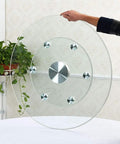 Round Glass Turntable Bearing With Tempered 12mm Thickened Glass Smooth Spinning Tray With Aluminum Base And Balance Wheel No Tilt No Fuss High Temperature Resistant Easy To Clean Kitchen Dining Accessory