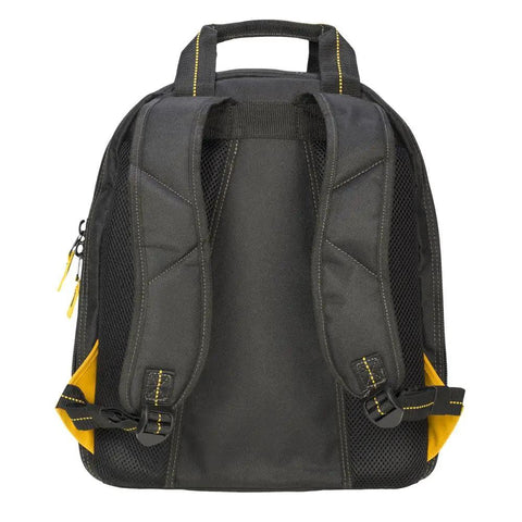 Back view of USB Charging Tool Backpack With Dual USB Ports 200 Lumen LED Light 20V Max Lithium Ion Battery Powered 23 Pocket Organizer For Contractors And DIY Pros On The Job