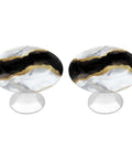 Round Dresser Drawer Pulls Set Of 2 Gold Black And White Marble Cabinet Knobs With Screws Tough Stainless Steel And Aluminum Alloy Hardware For Closets Dressers Cabinets Easy Install