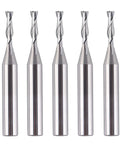 Five Piece One Eighth Inch Diameter Spiral Upcut Router Bit Set With One Quarter Inch Shank Carbide CNC Wood Router Bits