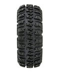 Front view of Trencher Front And Rear 1 To 24 Scale RC Tire Set With 2.25 Inch Tall Bead-Loc Black Impulse 4 Wheels.
