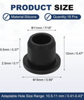 18 Pcs T Shaped Silicone Plugs Set For 10.5 To 11mm Holes, 11.3mm Dia Snap In Hole Seal Covers, black round rubber stopper