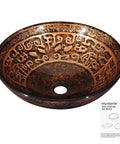 Tempered Glass Bathroom Vessel Sink Copper Round Vanity Bowl Lavatory Arts And Crafts Style Retro Vibe Scratch Resistant Easy To Clean High Gloss Surface Above Counter Basin For Modern Homes