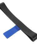 Neoprene Scuba Tank Belt With Secure Hold For Dive Gear, shown flat with blue grip strap, sleek design for easy on off use.