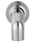 Studio S Slip On Diverter Tub Spout Polished Chrome 6 Inch Center To Outlet Slip On Fit For One Half Inch Copper Pipe All Metal Construction Durable Modern Bathroom Spout seen from front view.