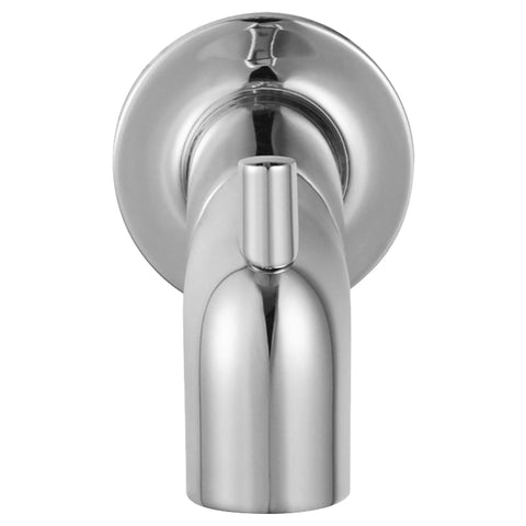Studio S Slip On Diverter Tub Spout Polished Chrome 6 Inch Center To Outlet Slip On Fit For One Half Inch Copper Pipe All Metal Construction Durable Modern Bathroom Spout seen from front view.