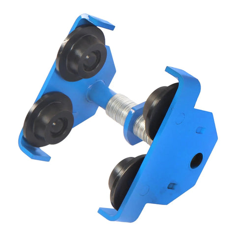 Manual Beam Pushing Trolley Up To 2200 Lbs 1 Ton For I-Beam Rails, Alloy Steel, blue double track roller, adjustable view