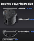 Level Up Your Desk Setup With This Recessed Power Grommet Featuring 65W Usb C Fast Charge dimensions including diameter and hidden length.