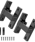 Built Tough Heavy Duty Zinc Barn Door Lock With 90 And 180 Degree Flip Safety Latch For Sliding Doors, Black 2 Pack
