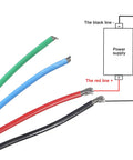 Wiring diagram for Two Pack DC Motor Speed Controller For Brush Motors, PWM Regulator with red and black lines for power supply connection.