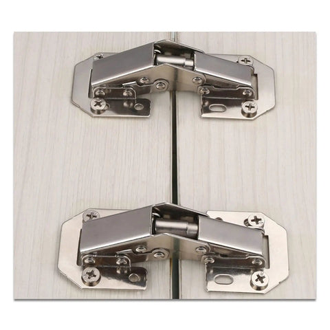 4 Piece DIY Cabinet Hinge Set For Face Frame Cabinets, 90 Degree Soft Close Hydraulic Door Hinges, mounted on wooden door.