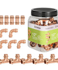 15 Piece Pro Grade Pro Press Fittings Kit For Copper Pipe Half Inch Heavy Duty Brass Lead Free NSF cUPC Elbow Tee Coupling