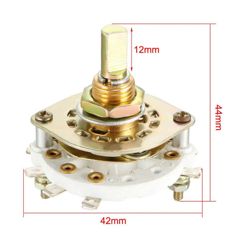 2 Pole 3 Throw Rotary Switch Band Selector With 1 Deck Mounting Hole 10mm Diameter 8 Pins Shaft 6mm Diameter 12mm Long Black Plastic Knob Included For Your DIY Audio And Electronics Rig, 42mm