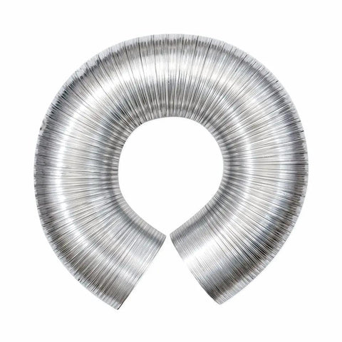 ArmorFlex Dryer Vent 8 Foot Flexible Aluminum Duct with Clamps Semi-Rigid Fire Resistant Laundry Vent Tubing coiled on white background