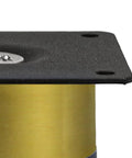 Close-up of gold tone base of Stainless Steel Sofa Legs 4 Piece Set With Mounting Plates And Screws Non Slip Floor Protectors Aureate 5x3cm