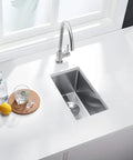 Stainless Steel Single Bowl Bar Sink For Undermount Prep In Small Kitchens 10 Inch By 17 Inch 8.5 Inch Deep 16 Gauge