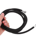 Hand holding Kickin Flexible Braided Airbrush Hose Replacer With 1/8 Connector For Mini Pump Interior Keeps Cleanup A Breeze For Artists Needing Zero Kinks During Precision Spraying While Keeping Airflow Steady So You Nail Job Without Blockages Or Leaks Today. black braided airbrush hose
