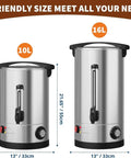 Massive 110 Cup Commercial Coffee Urn With Double Wall Insulation 16 Liter 4.2 Gallon Stainless Steel Beverage Dispenser