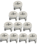10 Piece Furniture Cam Lock Kit With 15 By 12 Mm Cam Nuts for Cabinet Woodworking Projects, silver zinc alloy fittings.
