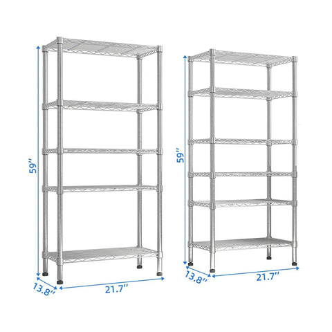 Heavy Duty 4 Tier Metal Wire Shelving Unit For Garage And Home Storage With Feet Adjustable Standing Rack, steel, side view