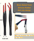 Anti-slip rubber tweezers for 3D Metal Puzzle Tool Kit For Adults, stainless steel tools, detail view with measurements.