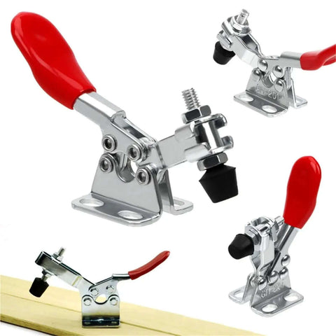 Six Piece Push Pull Toggle Clamp Set With Horizontal Quick Release Self Locking Linkage for wood and metal projects