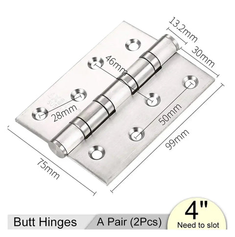 2 Pack 4 Inch And 5 Inch Heavy Duty Cabinet Gate Closet Door Hinges In 304 Stainless Steel Flat Thick Folding Butt Hinge