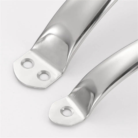 Close-up of sleek silver stainless steel cabinet knobs and drawer pulls set for kitchen cupboards, 96-10 mm, satin finish.