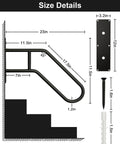 Rock Solid 304 Stainless Steel Handrail For Indoor Outdoor Steps With Slick U Shape Grip Heavy Duty Stair Railing Supporting Up To 500 Lbs size dimensions layout.