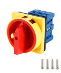 2 Position Changeover Rotary Switch SYW30 25A 660V With 6 Terminals, front view with included screws