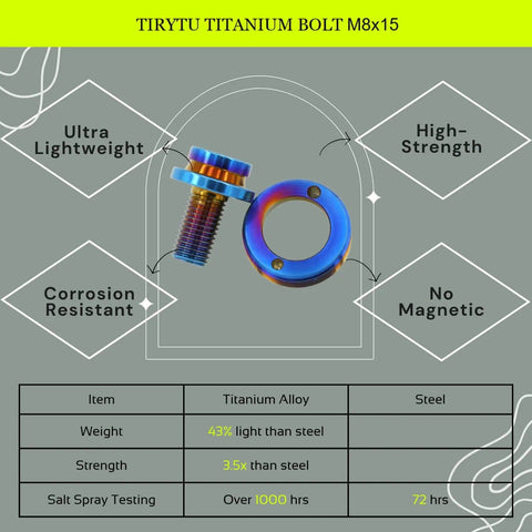 Titanium M8x15mm crank arm fixing bolts ultra lightweight rust resistant screws for square taper cranksets burnt blue