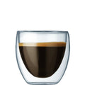 Real Deal Double Walled Espresso Glasses Set Of 2 Insulated Borosilicate Shot Cups Clear Heat Resistant Coffee Cup filled with espresso