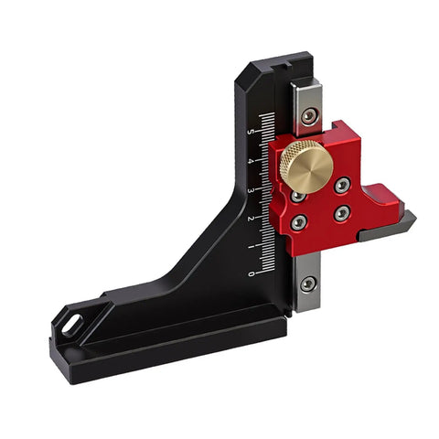 Pro Grade Woodworking Height Gauge With CNC Machined Aluminum Dual Scale For Table Saw Router Table And Drill Press Depth Measuring Tool For Precise Cut Depth And Fence Alignment displaying side view with CNC aluminum and dual scales.