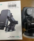 Box and 15W Fast Wireless Car Charger Mount With Auto Clamping Cord Free Hands Free Phone Holder for iPhone and Samsung