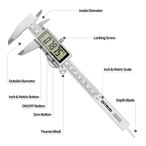 Digital Caliper 6 Inch Stainless Steel Electronic Calipers With Large LCD Display Inch To Millimeter Conversion Auto Off High Precision Measuring Tool