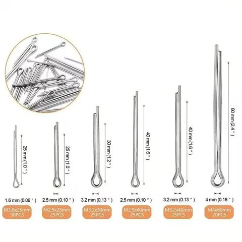 150 Pieces 304 Stainless Steel Cotter Pins Kit U Shape Split Pins Assortment Set For Cars Trucks And Gearhead Projects M1.6 M2.5 M3.2 M4 Durable High Endurance Built To Last In Harsh Conditions And Daily Use. Assorted cotter pin sizes
