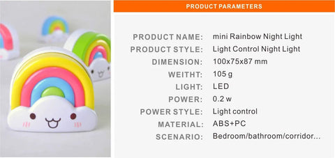 Rainbow Night Light Plug In With Dusk To Dawn Sensor, 0.5W LED Nursery Nightlight For Kids, Cute Smile Emoji Design