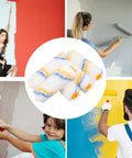Twenty Piece Mini Paint Roller Covers For Hassle Free Wall Painting Quick Rinse And Sweet Smoothing Finish Perfect For Tight Spaces And Easy Diy Refreshes, shown with users painting different surfaces.