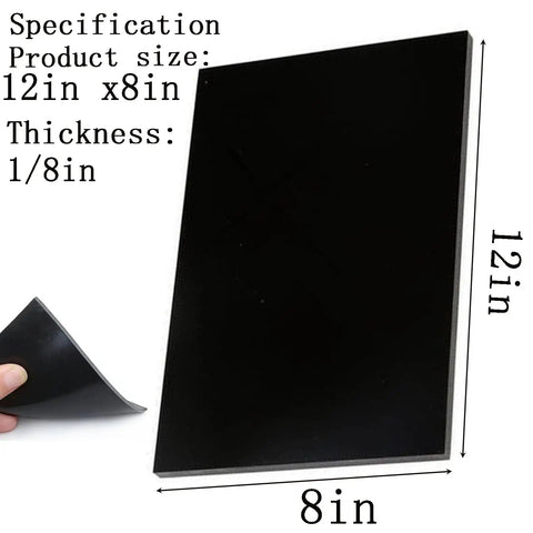 Oil and fuel resistant nitrile rubber sheet Buna N Shore A65, size 12x8x1/8 inch, black NBR pad for gaskets and sealing in machinery.